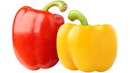 Red Yellow Bell Peppers , Fresh Colorful Organic Vegetables , Cooking Ingredient Isolated White ,

