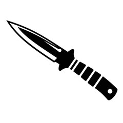 silhouette photo of throwing knife with white background