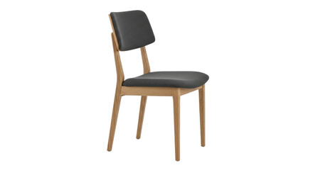 Modern dining chair with wooden legs isolated on transparent background