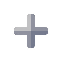 Modern flat design plus icon a simple gray symbol for adding or positive concepts
