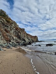 Sinemorets_Bulgaria, Butamyata beach, sunny day on wild coast of the Black Sea.