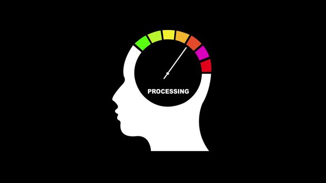 Human Head With data processing. data processing meter icon. Abstract Illustration for creative thinking, strategic planning technology, and Futuristic vision.