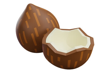 Coconut isolated on white, fruit,  perfect for summer fruit food and healthy dessert diets