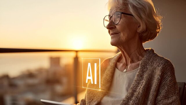 Futuristic drone with AI logo soars through sunset sky, symbolizing autonomous intelligence, innovation, and the evolution of modern aerial technology.
