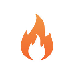 Vibrant orange yellow gradient fire flame icon for heat energy danger concepts