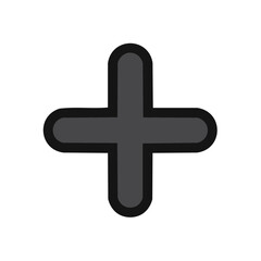 Simple Dark Gray Plus Sign Icon with Rounded Edges and Black Outline