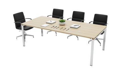 Fototapeta premium Modern conference table with chairs isolated on transparent background