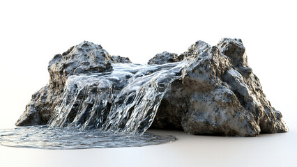 source of water waves flowing from rocks