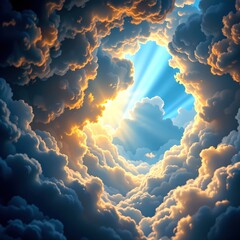 Light Breaking Through Clouds in a Dramatic Sky at Sunrise