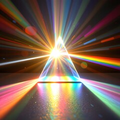 Light Spectrum Refraction Through a Prism Creating Colorful Rays and Patterns