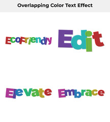Multicolored Words EcoFriendly Edit Elevate Embrace on a White Background Design