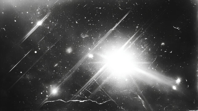 retro film overlay effect with scratch dust and light leaks, retro grain noisy film distressed texture light leak flare on black background, Black and white background