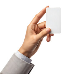 Hand Holding Blank White Card – Mockup for Business Card, ID, or Contact Presentation