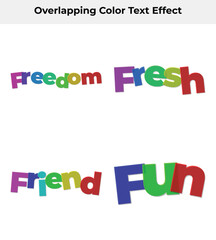 Playful Cartoon Words Freedom, Fresh, Friend, Fun with Overlapping Colorful Letters