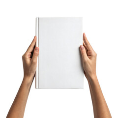 Two Hands Holding a Closed Blank Hardcover Book – Minimal Mockup for Cover Design and Branding Presentation