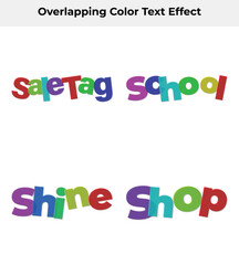 Sale Tag School and Shine Shop with Colorful Overlapping Letters on White Background