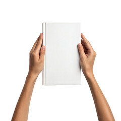 Two Hands Holding a Closed Blank Hardcover Book – Minimal Mockup for Cover Design and Branding Presentation