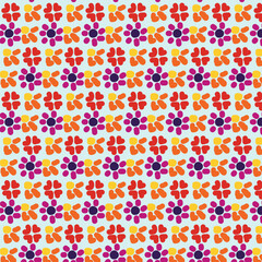 Seamless pattern of colorful small flowers in rows
