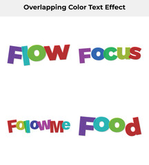 Words Flow Focus Followme Food, Fun Colorful Letters, White Background, Alphabet