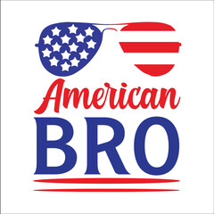 Patriotic American Bro Design with Sunglasses and National Colors Perfect for Independence Day Celebrations and Summer Fun