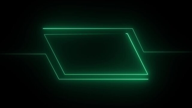 Futuristic neon HUD Head up display interface template with basic geometry line element. Universal Technology Line and frame Video overlay Neon futuristic HUD rectangle frame glowing animation. 4k ..