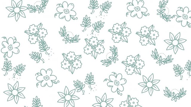 Floral pattern doodles with flowers, leaves, and sprigs. Suitable for fabric designs, stationery, backgrounds, and floralthemed products.