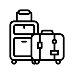 Two Black Outline Suitcases Ready For Travel On A Transparent Background