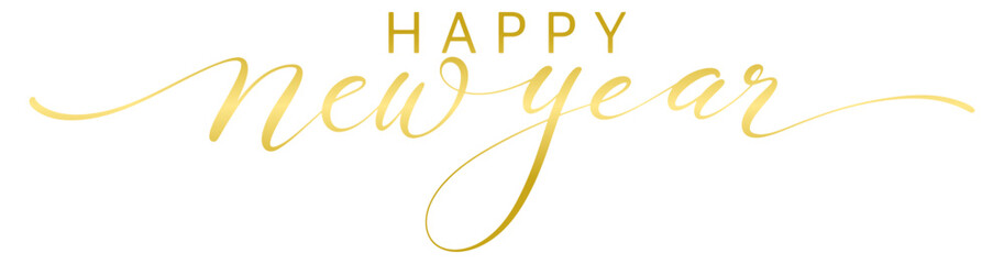 HAPPY NEW YEAR vector text write with gold ink