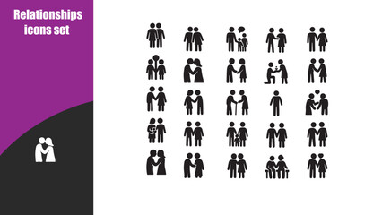 Relationships icons set