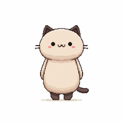 Fototapeta premium Pixel art of a cute siamese cat with a sweet and friendly face