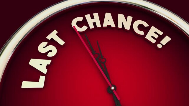 Last Chance Countdown Clock Deadline Times Running Out 3d Animation