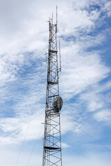 communication and telecommunication pole in nature on blue sky at asia