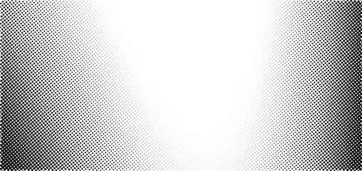 Grunge halftone gradient. Distressed vanishing grit noise background. Retro pixelated bitmap backdrop texture. Black and white sand wallpaper. Vector textured gritty surface. Anime manga comic overlay
