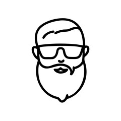 Cartoon illustration of a cheerful bearded man wearing glasses, smiling broadly while holding a steaming cup of coffee, showcasing a cozy morning atmosphere with warm colors