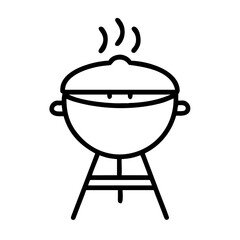 Barbecue grill with smoke rising, surrounded by fresh vegetables and grilling tools, showcasing outdoor cooking and summer gatherings in a vibrant atmosphere