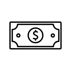 Illustration of a dollar bill featuring a prominent dollar sign in the center, surrounded by intricate designs, symbolizing wealth, finance, and economic transactions in a minimalist style