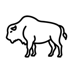 Illustration of a bison standing majestically on a grassy plain, showcasing its powerful build and distinctive features, symbolizing strength and resilience in nature
