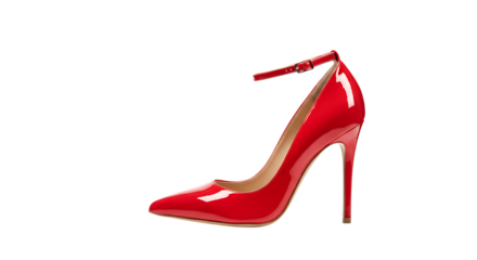Chic High Heel Shoe With Ankle Strap, Elegant Red Patent Leather Stiletto