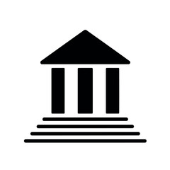 A vector illustration vector art of black icon of a classical building with columns and stairs
