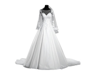  Luxury Bridal Gown with Floral Lace Embroidery transparent background.