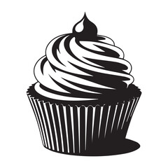 Vector cupcake with cherry fruit dessert food illustration design