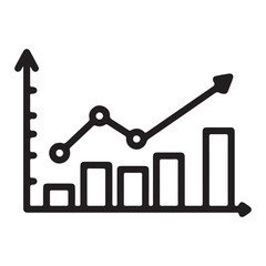 Growth Chart Showing Increase and Success in Business with Ascending Trend Lines and Bar Graphs for Financial Development