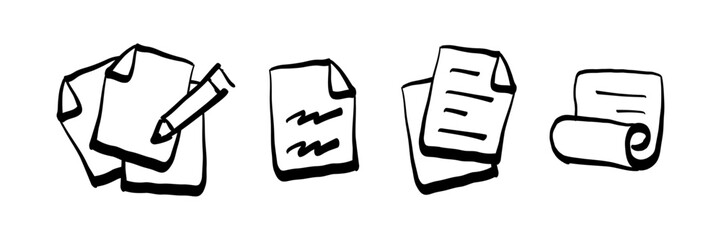 Clean Line Hand-Drawn Document Icon Illustration