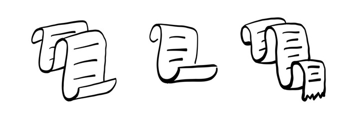 Hand-Drawn Document Icons in Line Style