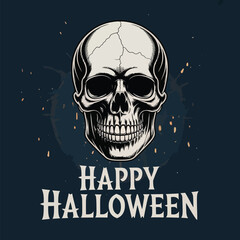 Happy Halloween Skull Illustration Spooky Gothic Celebration