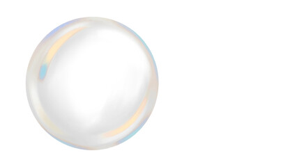 Realistic Soap Bubble Transparent PNG with Iridescent Reflections: Shiny Water Sphere Element for Cleanliness, Fun, Magic, Abstract Backgrounds, and Overlay Effects

