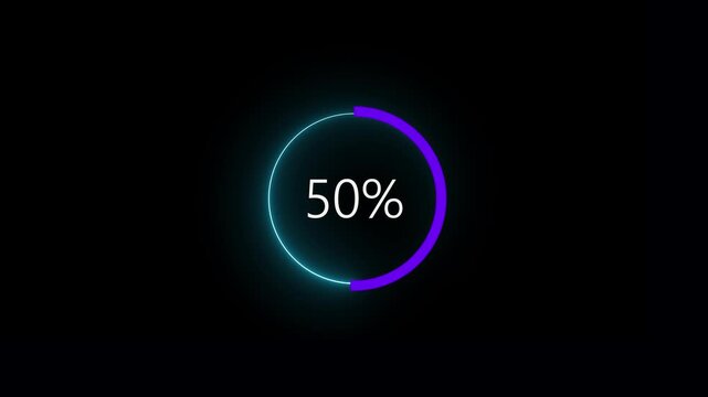 Glowing abstract counting timer animation on black background 4K