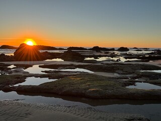 Colorful Sunset on Oregon Coast