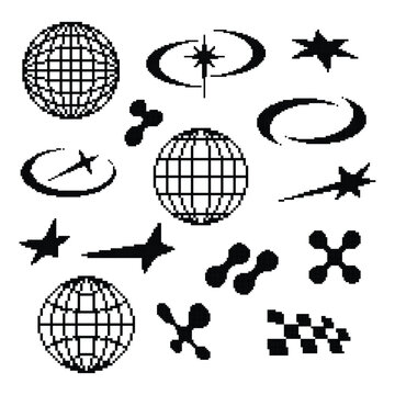 Retro Futuristic Pixel Art Y2K elements Perfect for Streetwear and Digital Fashion