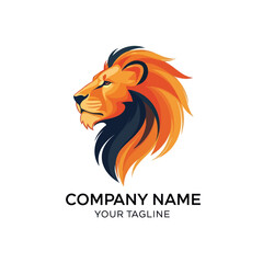 Majestic Lion Head Logo Design with Vibrant Colors and Details.